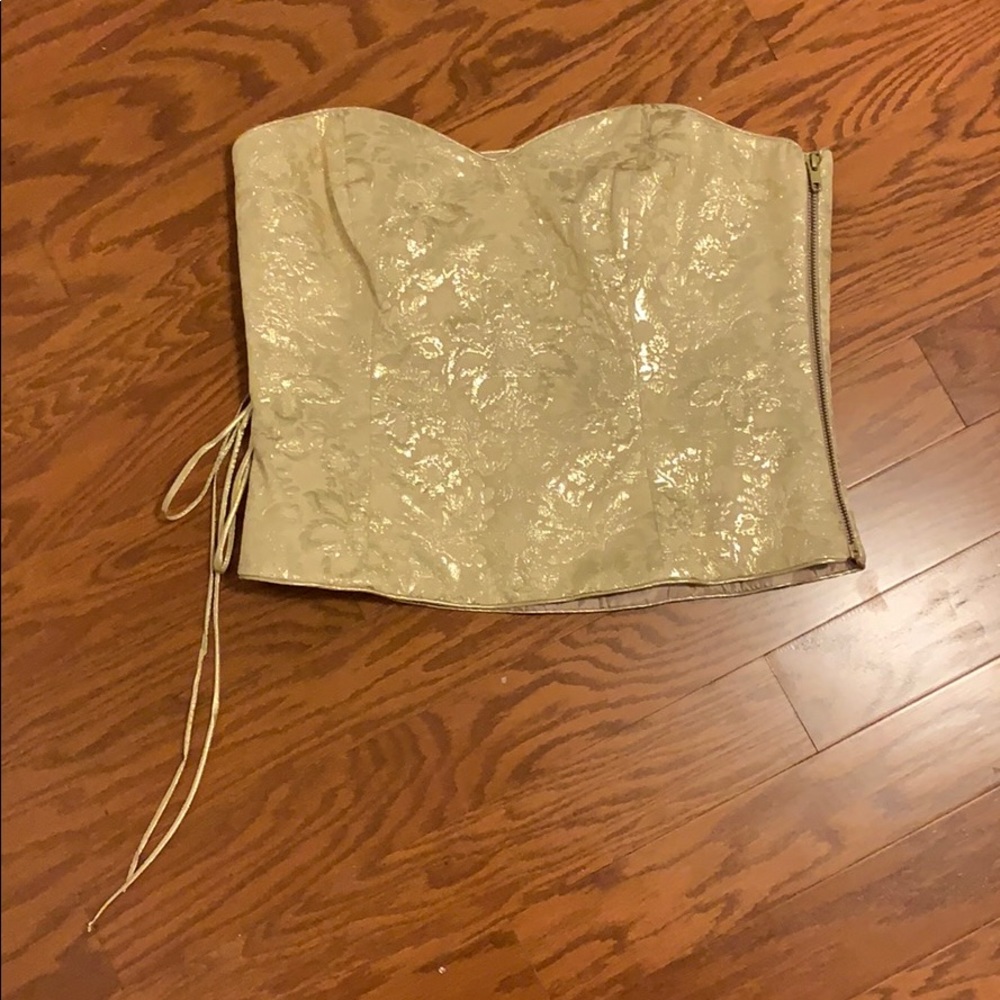 NWT Metallic Gold Strapless Top, L